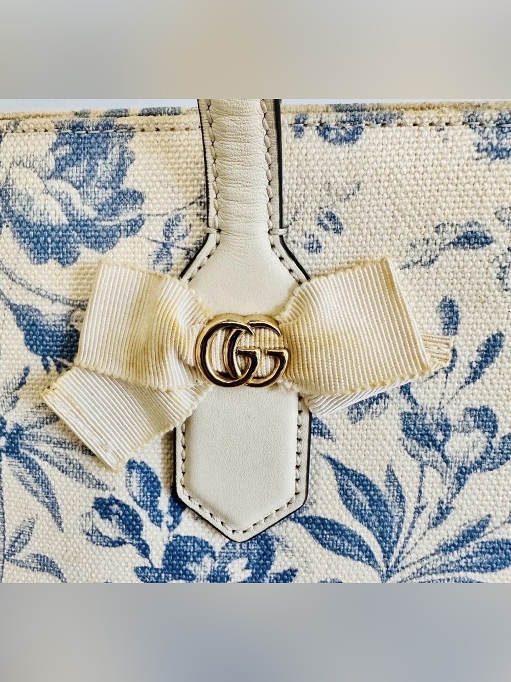 🌟RARE Gucci Japan Exclusive GG Ribbon Herbarium Blue Floral Tote Bag🌟 - Picture 11 of 15